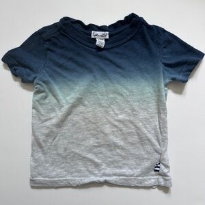 Splendid Kids Blue and Gray Ombre dip dye Cotton T-Shirt 6-12 months